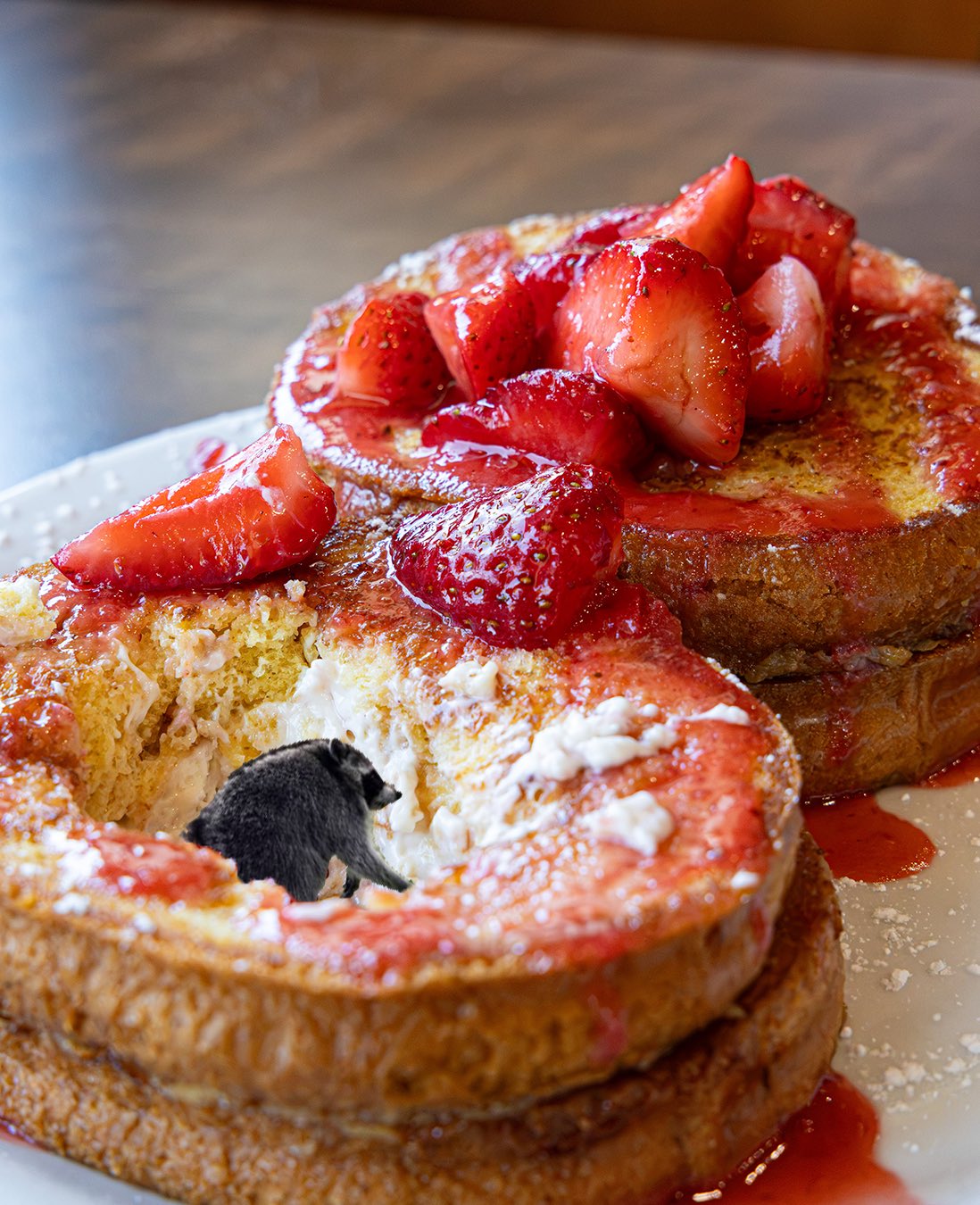 Denny’s strawberry French toast post image featuring Jimothy